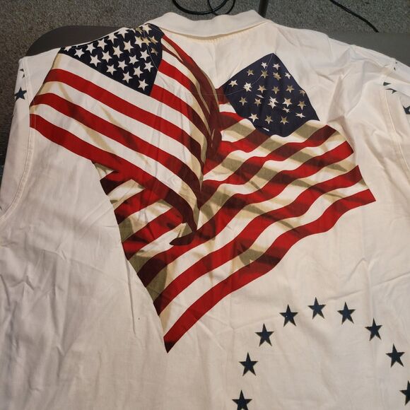 American Summer America Flag Mens Shirt Short Sleeve Polo XXL 1776 BRAND NEW NWT - Picture 7 of 9